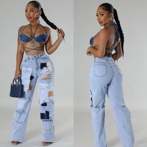 Denim Pants Set